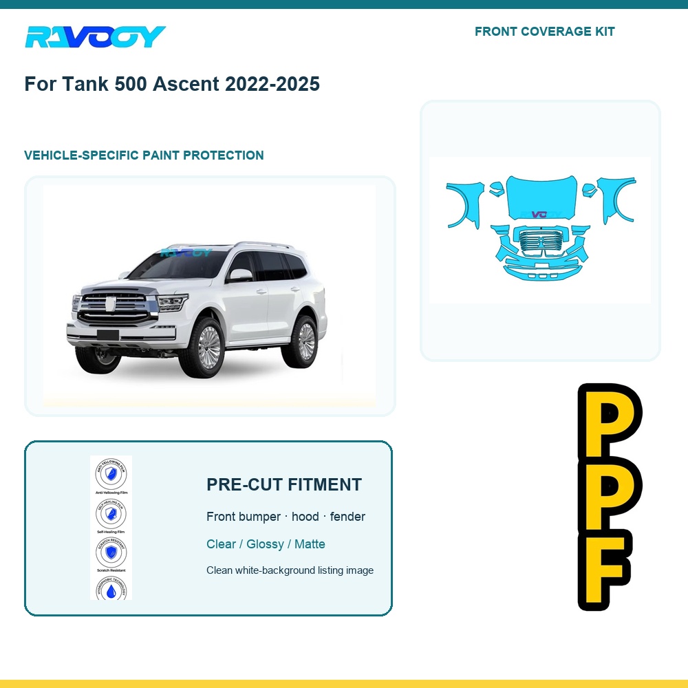Paint Protection Film Matte - For Tank 500 Ascent 2022-2025 Front