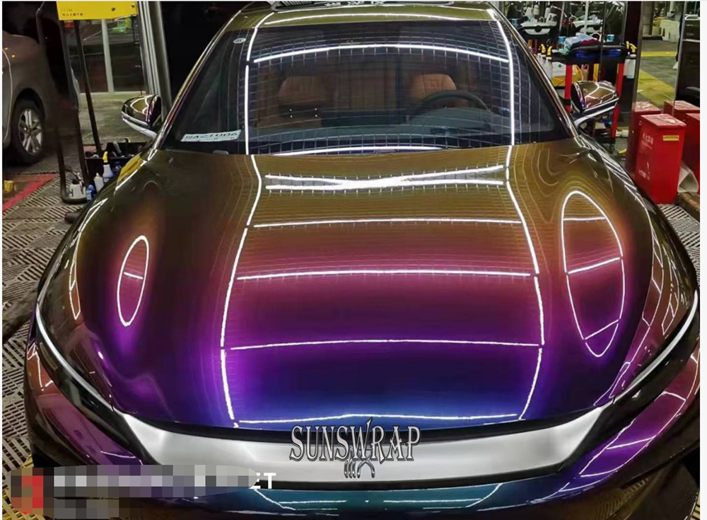 Glossy Chameleon Vinyl PET Iri - đánh giá và giá Car Vinyl Wrap Roll 1.52X18M